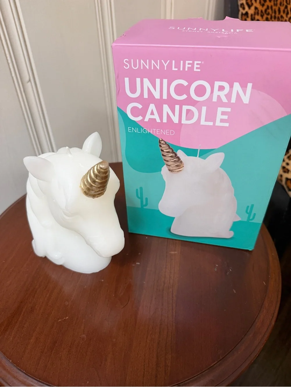White and Gold Unicorn Candle - New in Box Decorative Home Accent